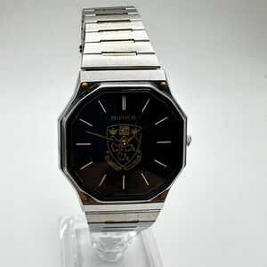 Vintage Birks Men's Watch with McGill University Logo on the Black Dial